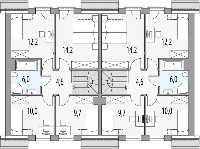 Poddasze projektu Kalipso 2 dwulokalowy L+LL