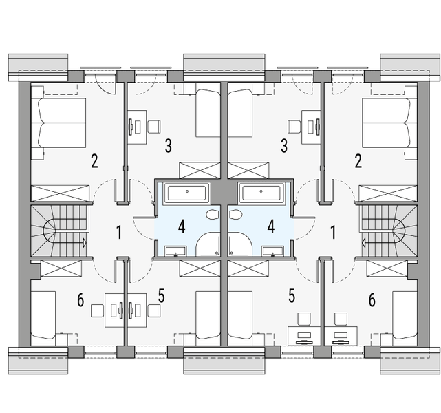 Poddasze projektu Kalipso 2 - dwulokalowy PLP