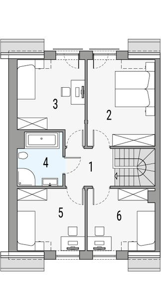 Poddasze projektu Kalipso 2 - bliźniak PLP