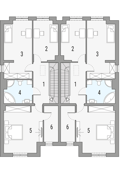 Piętro 1 projektu Konrad 2 - dwulokalowy LLL