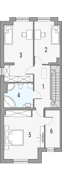 Piętro 1 projektu Konrad 2 - bliźniak PLP