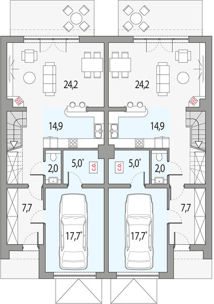 Parter projektu Konrad 2 - dwulokalowy pl+p