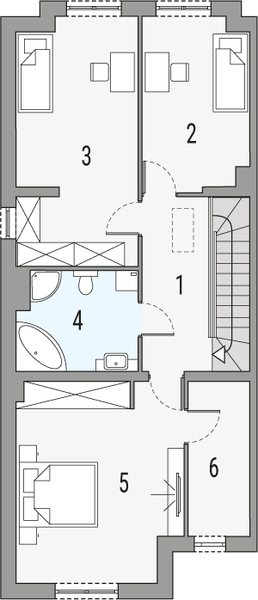 Piętro 1 projektu Konrad 2 - segment lewy
