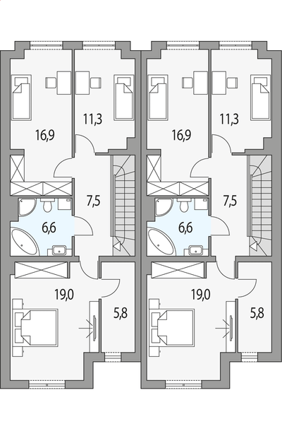 Piętro 1 projektu Konrad 2 - bliźniak l+p