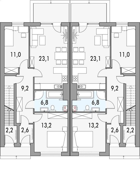 Parter projektu Merlin 1 - bliźniak dwulokalowy pl+p