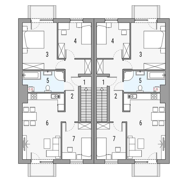 Piętro 1 projektu Merlin 1 - bliźniak LLL
