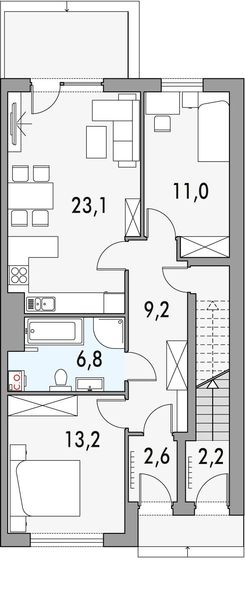 Parter projektu Merlin 1 dwulokalowy - segment p