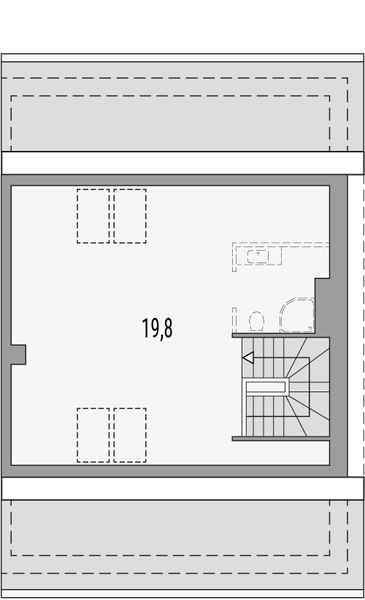 Poddasze projektu Merlin 3 - dwulokalowy segment p