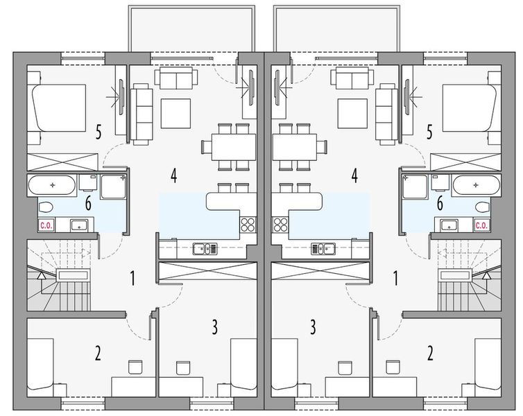 Piętro 1 projektu Merlin 3 - bliźniak PLP