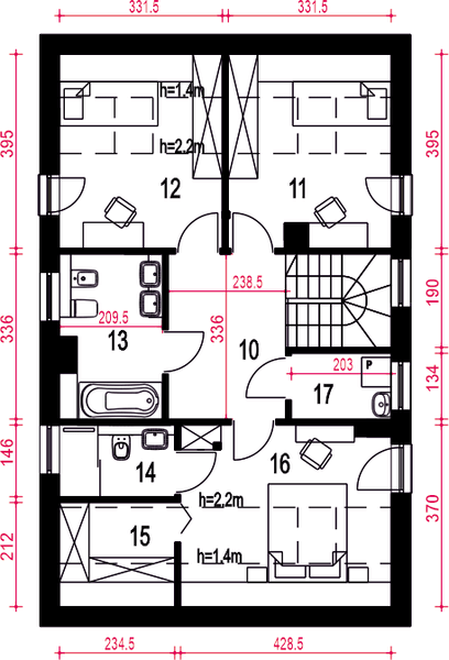 Poddasze projektu Głuszec III z garażem 1-st. [A]