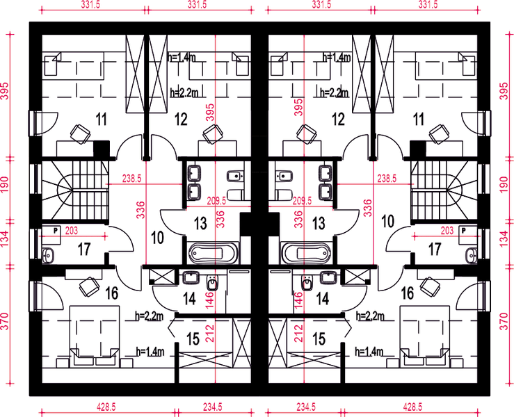 Poddasze projektu Głuszec III z garażem 1-st. bliźniak [A-BL]