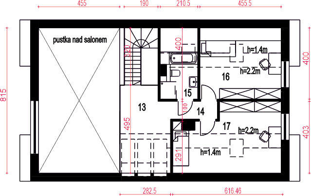 Poddasze projektu Sobótka z garażem 1-st. [A]