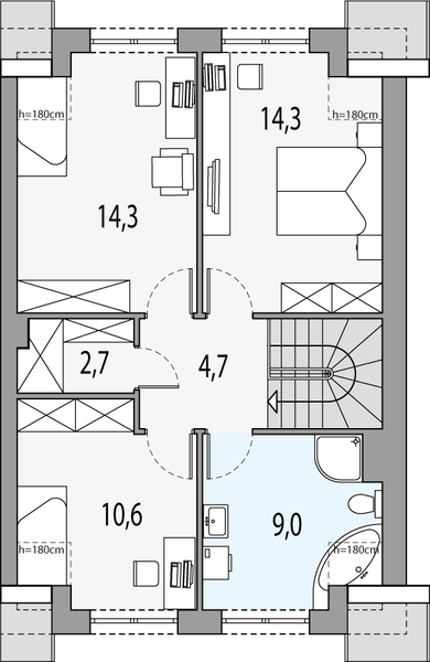 Poddasze projektu Gilbert 3 - segment p