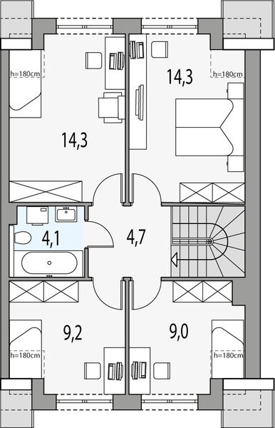 Poddasze projektu Gilbert 4 - segment p
