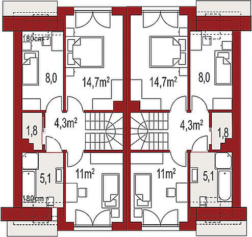 Poddasze projektu Iskra C jednorodzinny dwulokalowy