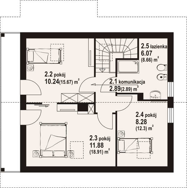 Poddasze projektu Świdnica mała 16 dws