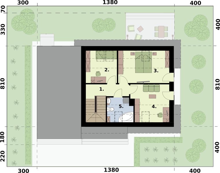Poddasze projektu Sevilla 3A z pojedynczym garażem