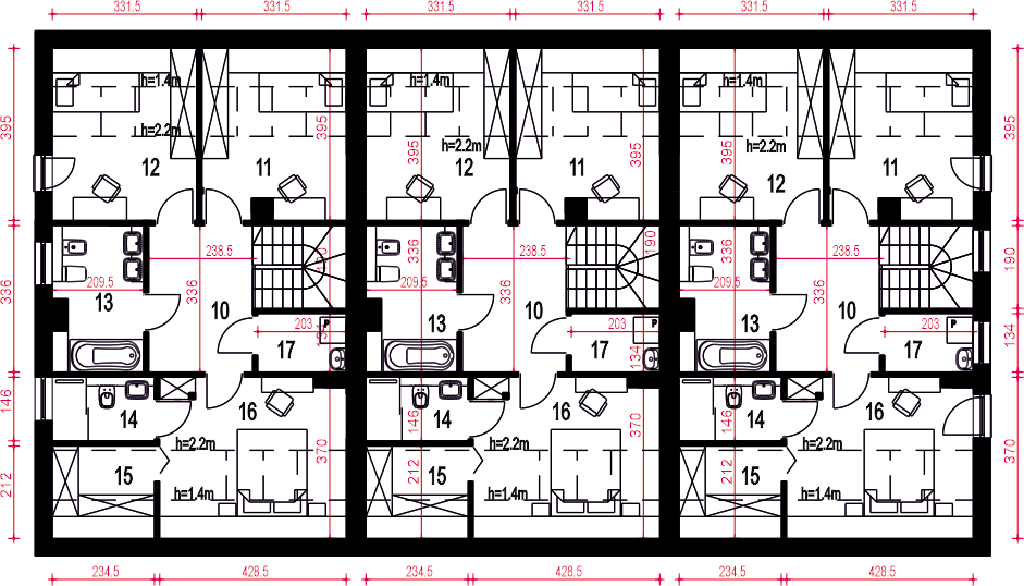 Poddasze projektu Głuszec III z garażem 1-st. szeregówka [A-SZ]