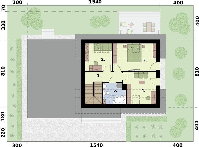 Poddasze projektu Sevilla 3B szkielet drewniany z podwójnym garażem