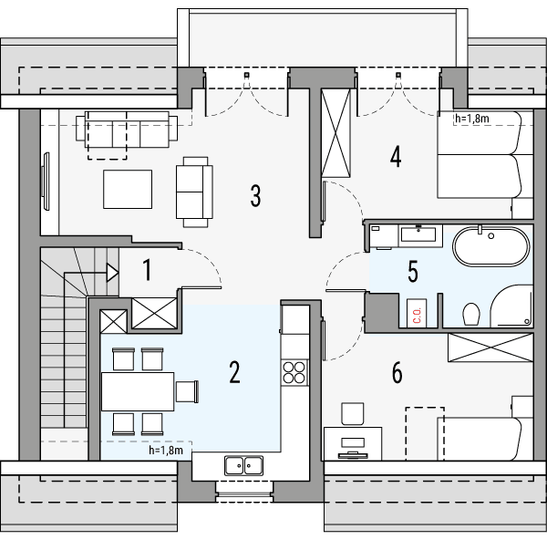 Poddasze projektu Melisa 1 - segment lewy