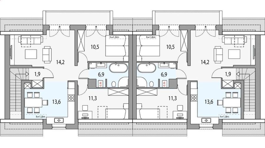 Poddasze projektu Melisa 1 - bliźniak LLL