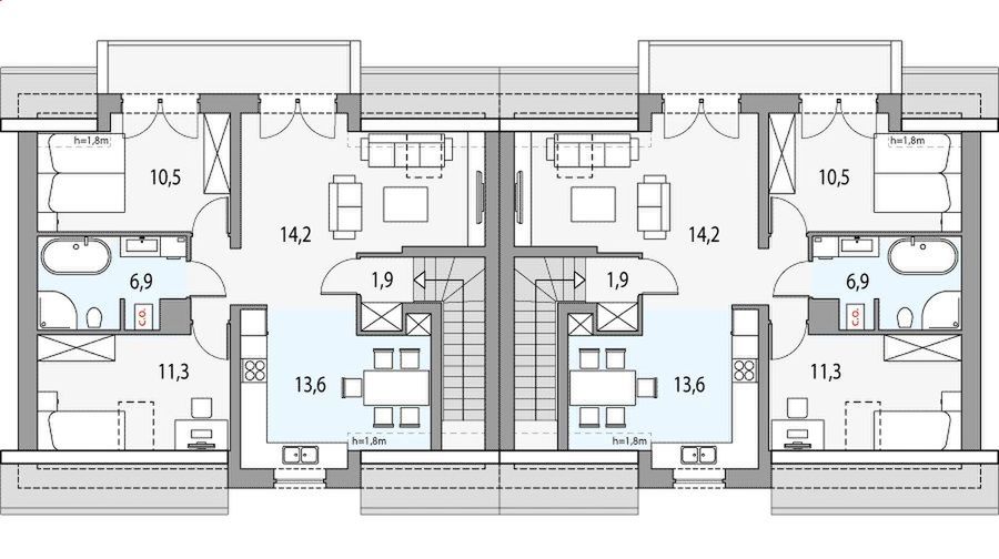 Poddasze projektu Melisa - bliźniak pl+p