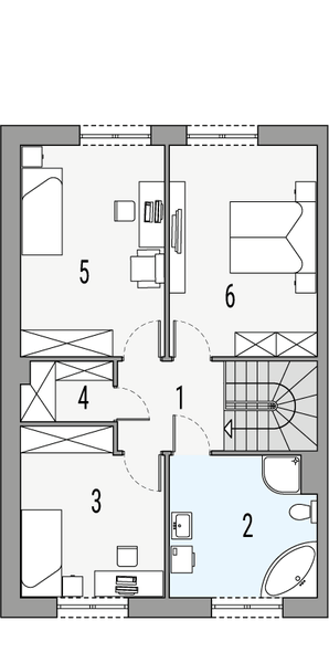 Piętro 1 projektu Norbert 1 - segment lewy