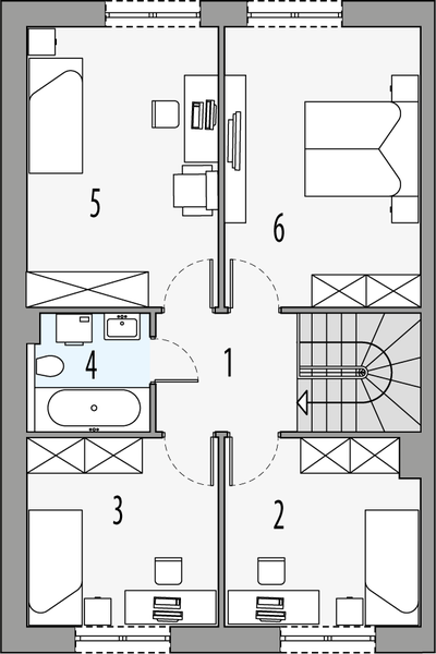Piętro 1 projektu Norbert 5 - segment lewy