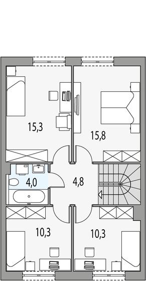 Piętro 1 projektu Norbert 5 - segment s