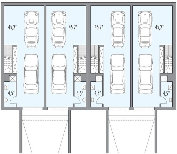 Piwnica projektu Poezja 1a - bliźniak dwulokalowy l+sl+s+ll