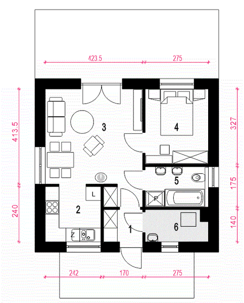 Parter projektu Bratek bez garażu [B1]