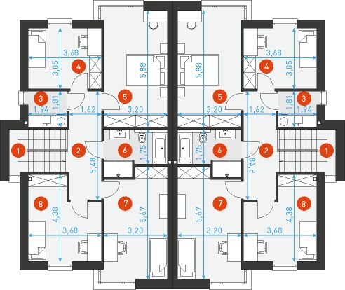 Piętro 1 projektu Modrzewiowy 2