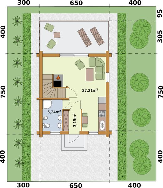 Parter projektu L-305 z piwnicą