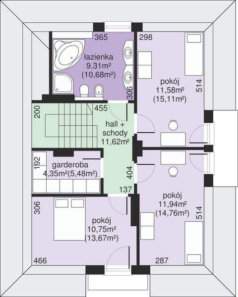 Poddasze projektu Dom przy Sielskiej 9