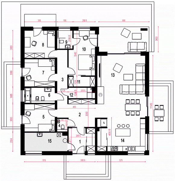 Parter projektu Czarnuszka bez garażu [B]