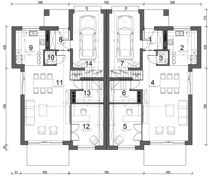 Parter projektu JB58 Wygodny (dwulokalowy)