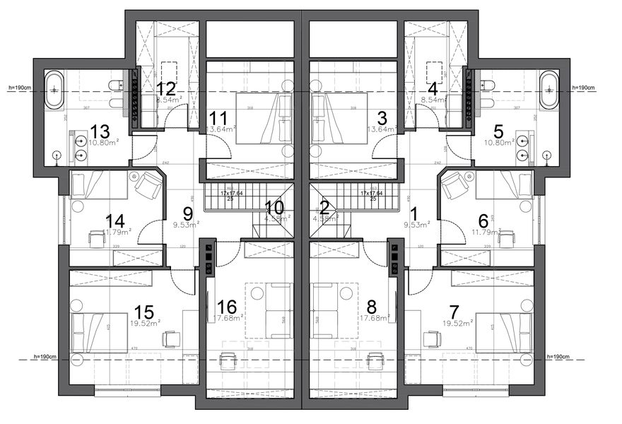 Poddasze projektu JB58 Wygodny (dwulokalowy)
