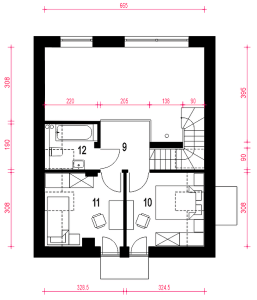 Poddasze projektu Amon bez garażu [B]