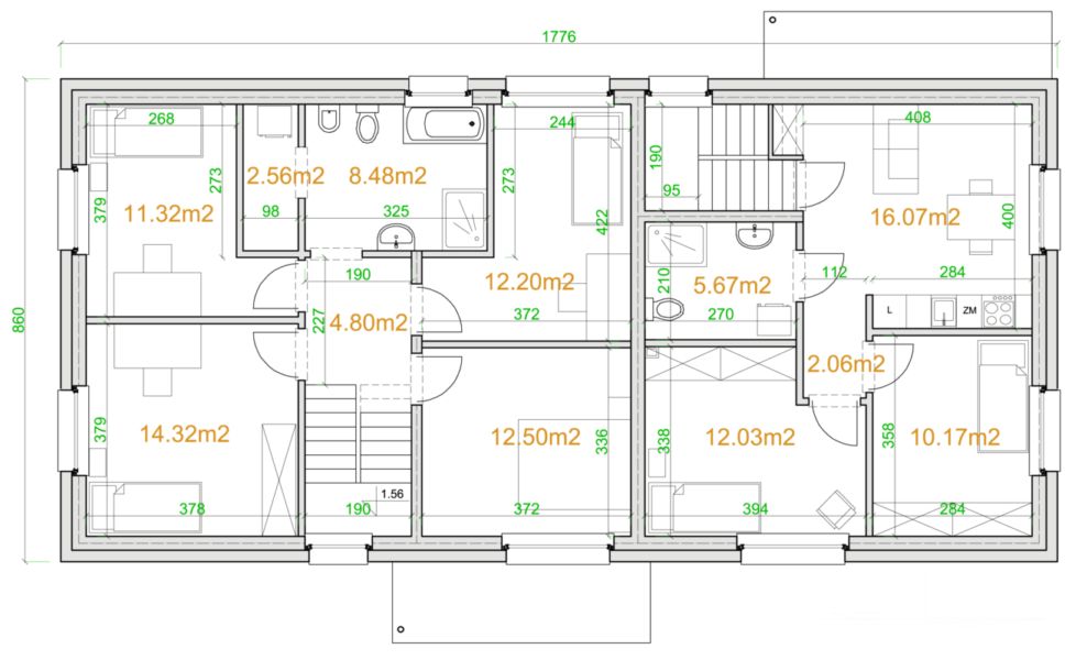 Piętro 1 projektu eko Typowy 61