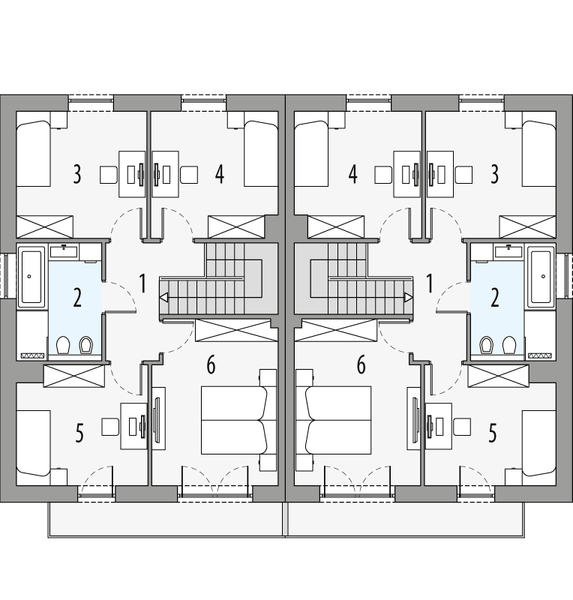 Piętro 1 projektu MILAN 1 - bliźniak LLL