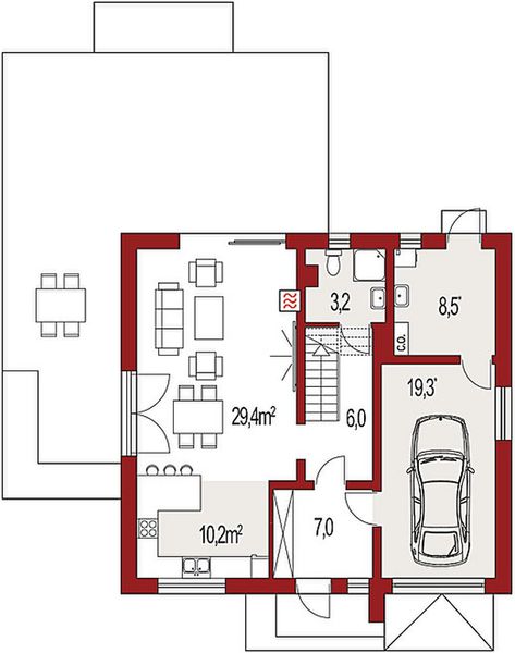 Parter projektu Harmonia Nova A strop monolityczny