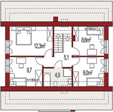 Poddasze projektu Harmonia Nova A strop monolityczny