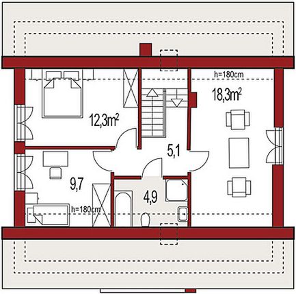 Poddasze projektu Harmonia Nova B strop monolityczny