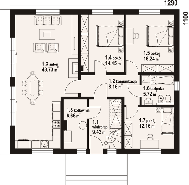 Parter projektu Andrzejówka 22 m