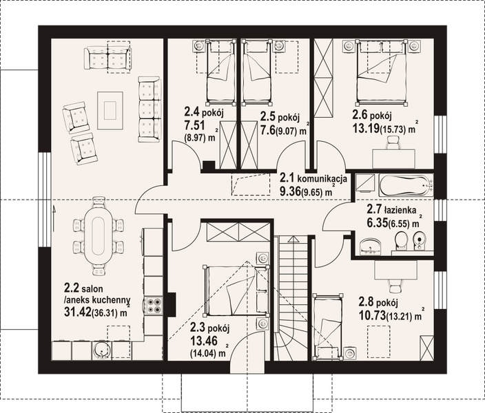 Poddasze projektu Andrzejówka 22 m