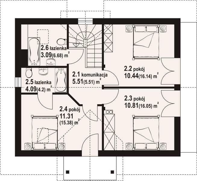Poddasze projektu Dziekanowice 17 dw