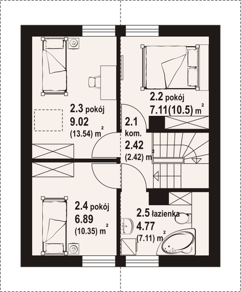 Poddasze projektu Gładyszowo aa 70