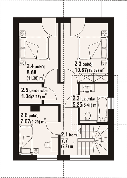 Poddasze projektu Gniazdowo aa 70