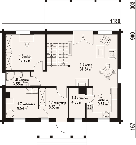 Parter projektu Jurgów średni 35 dw