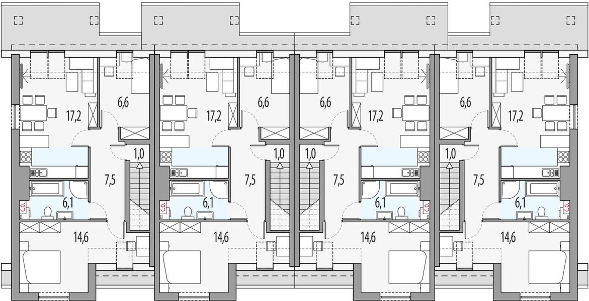 Poddasze projektu Paweł i gaweł 2a - szereg l+s+sl+ll